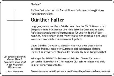 Nachruf Günther Falter